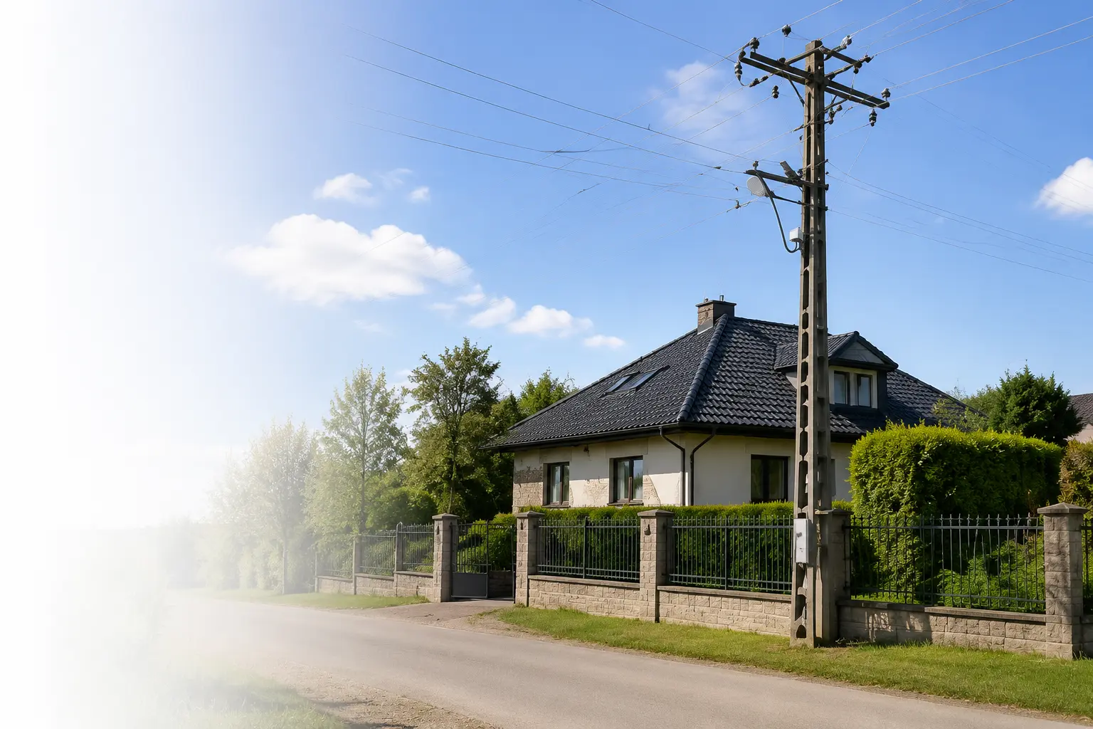 Służebność przesyłu 1 Słup i linia energetyczna przebiegająca przez nieruchomość